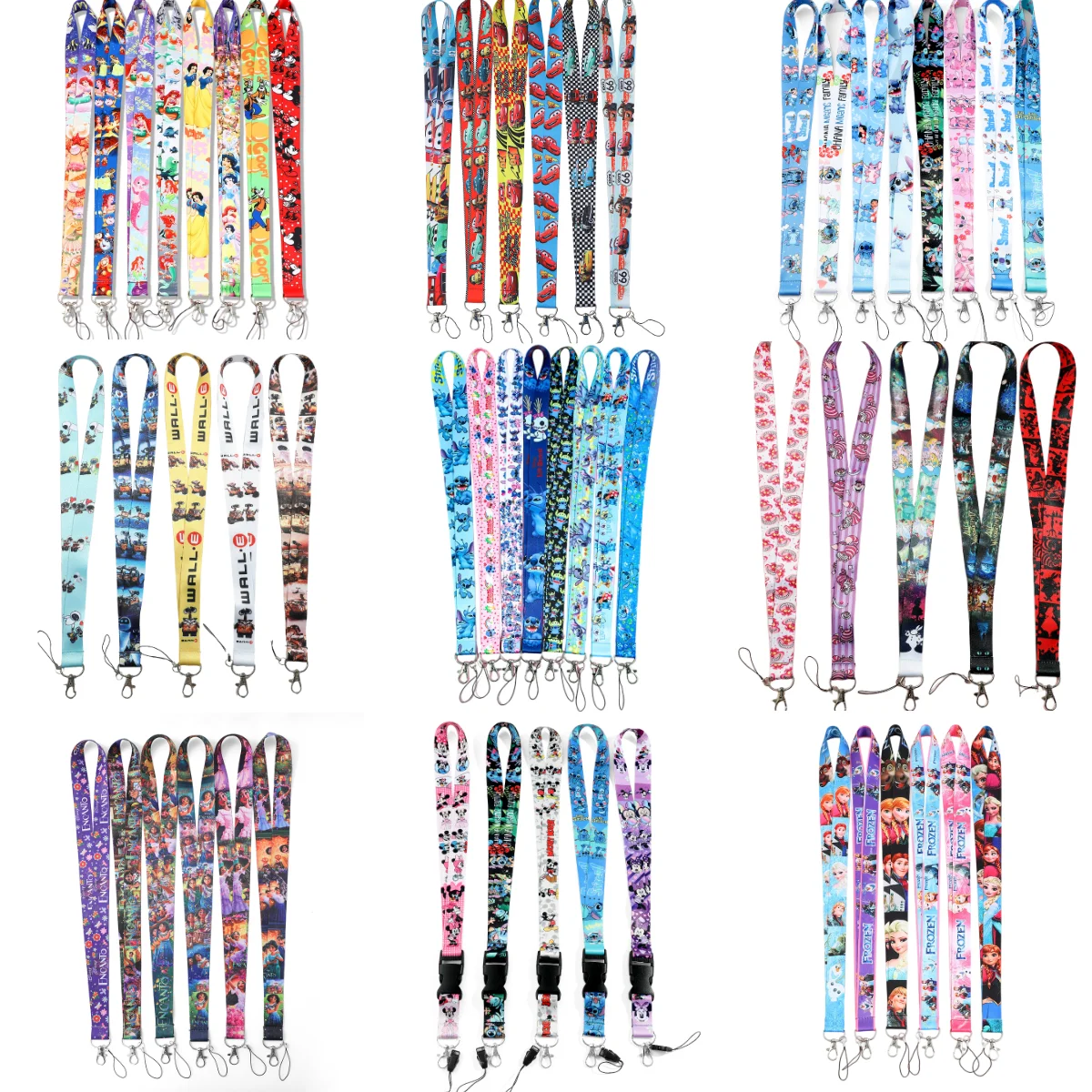 5/6/8 Buah Set Tali Lanyard Anime Disney Stitch Tali Lanyard Ponsel Putri Kawaii Tali Leher Kartun Gantungan Kunci Tali Lanyard Kartu Hadiah Anak