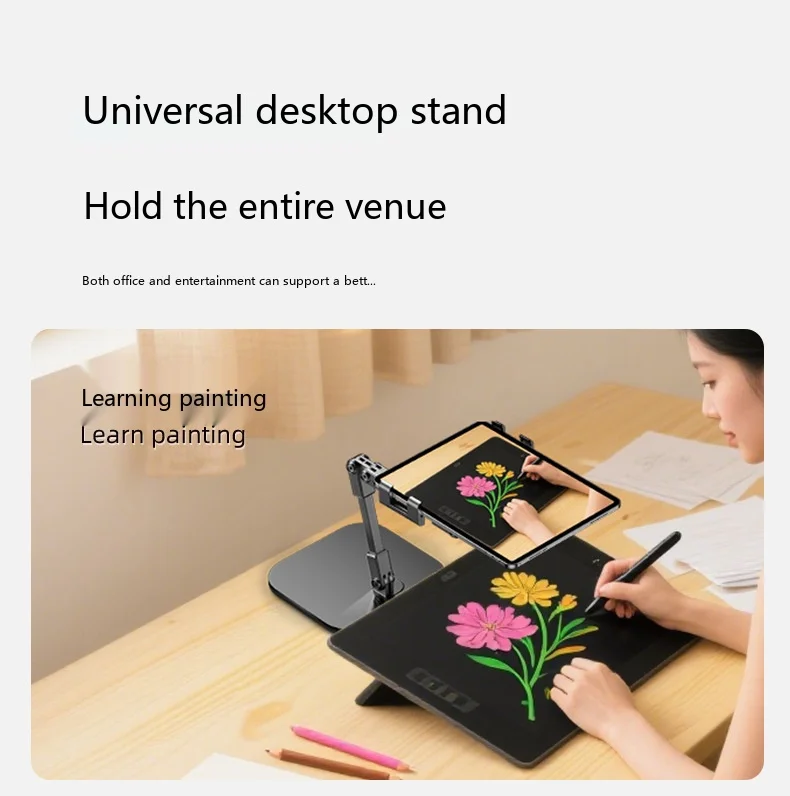 Drehbarer Tablet-Ständer, Desktop-Halterung, Telefonständer, Metall, faltbar, Lazy Bracket für Lernen und Live-Streaming – Detail 9