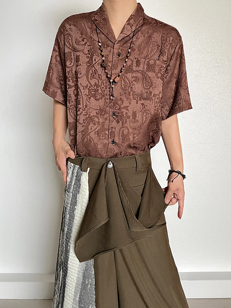 

BKYC Casual Loose Short Sleeve Embroidered Floral Shirt Vintage Relief Texture Small Audience Design Men's Summer Fashion