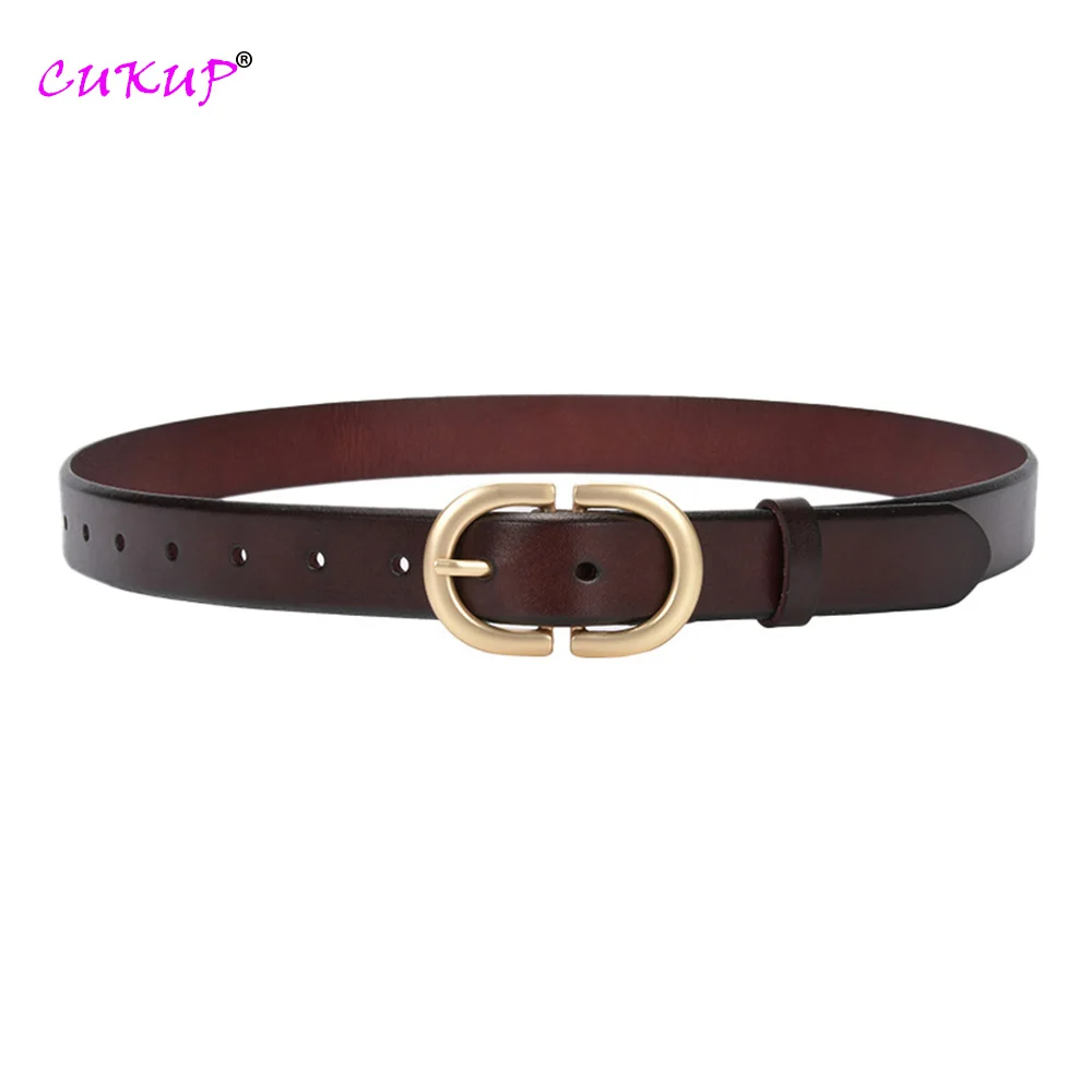 

Real Cow Genuine Leather Alloy Pin Buckle Belts for Women 28mm Width