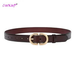 Real Cow Genuine Leather Alloy Pin Buckle Belts for Women 28mm Width