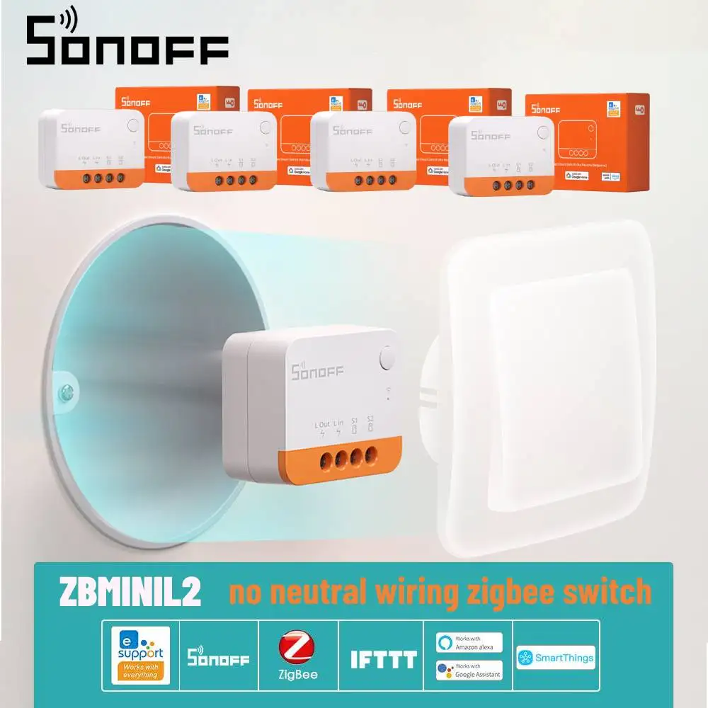 SONOFF ZBMINIL2 Zigbee DIY Smart Switch Module Esp32 No Neutral Wire Required Smart Home Alice Alexa Google Home Assistant Mqtt