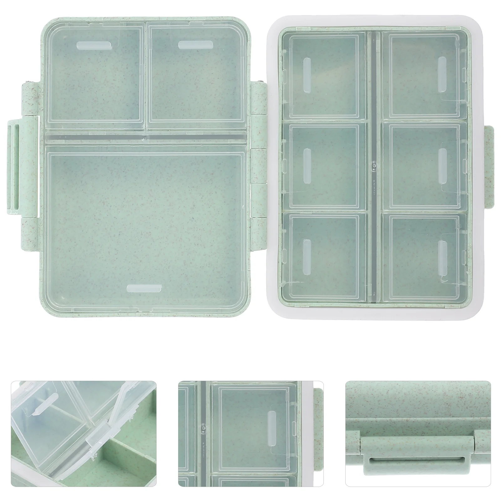 حافظة طبية مدمجة متعددة الشبكات منظم حبوب الدواء محمول للاستخدام اليومي قابل للفصل مادة قش القمح Pp مقاومة للاهتراء وخفيفة الوزن #1