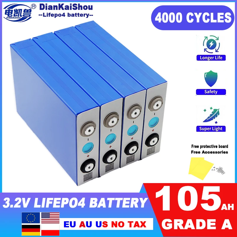 

3.2V 105AH Lifepo4 Battery 320AH 202AH 105AH Grade A DIY 12V 24V 48V for Camping Boat Golf Cart RV EV Forklift Rechargeable cell