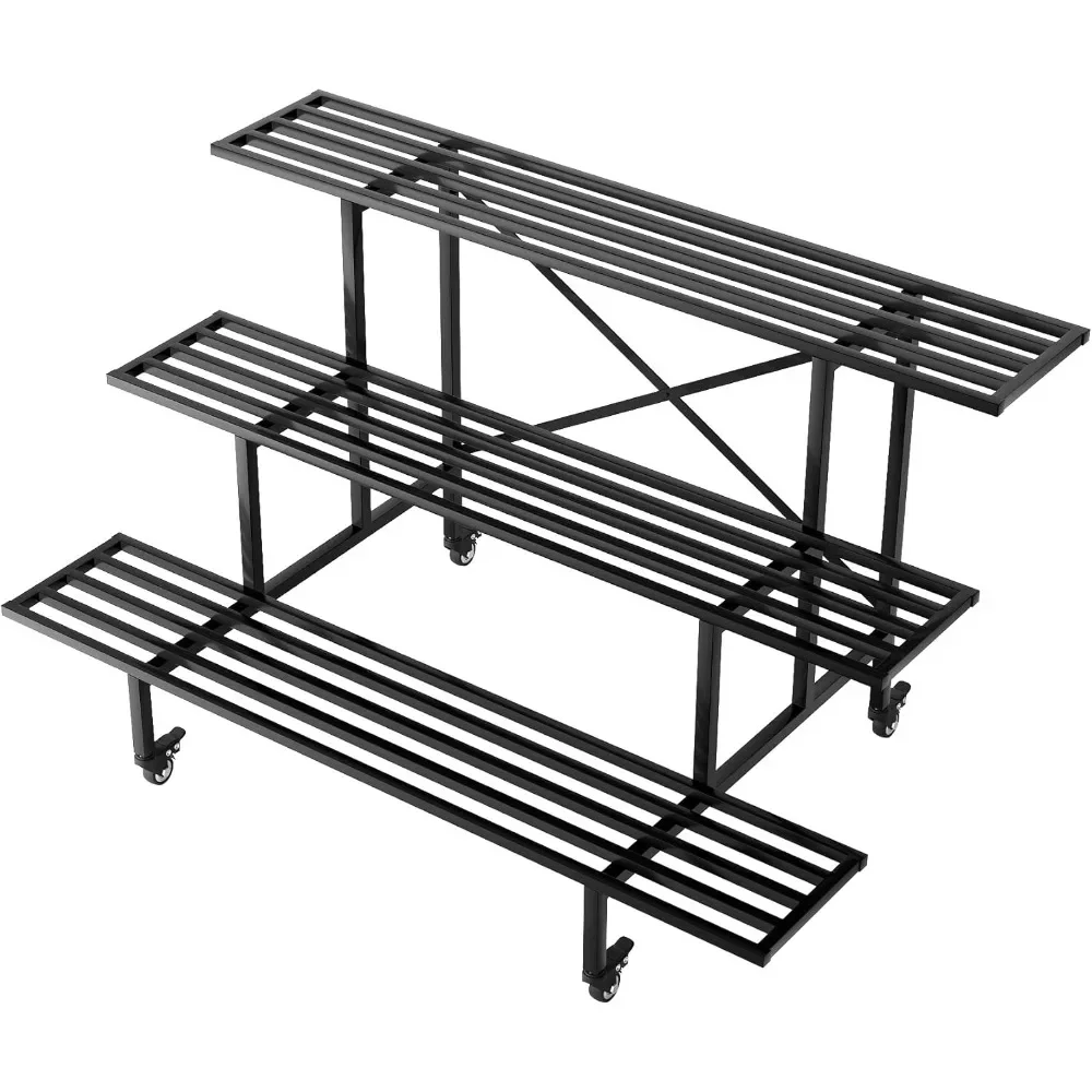 

НОВЫЙ ПРОДУКТ. 3-уровневая прочная металлическая подставка для растений с колесами, L45.67 x W26 x H26 дюйма, сверхмощный держатель для растений для дома в помещении и