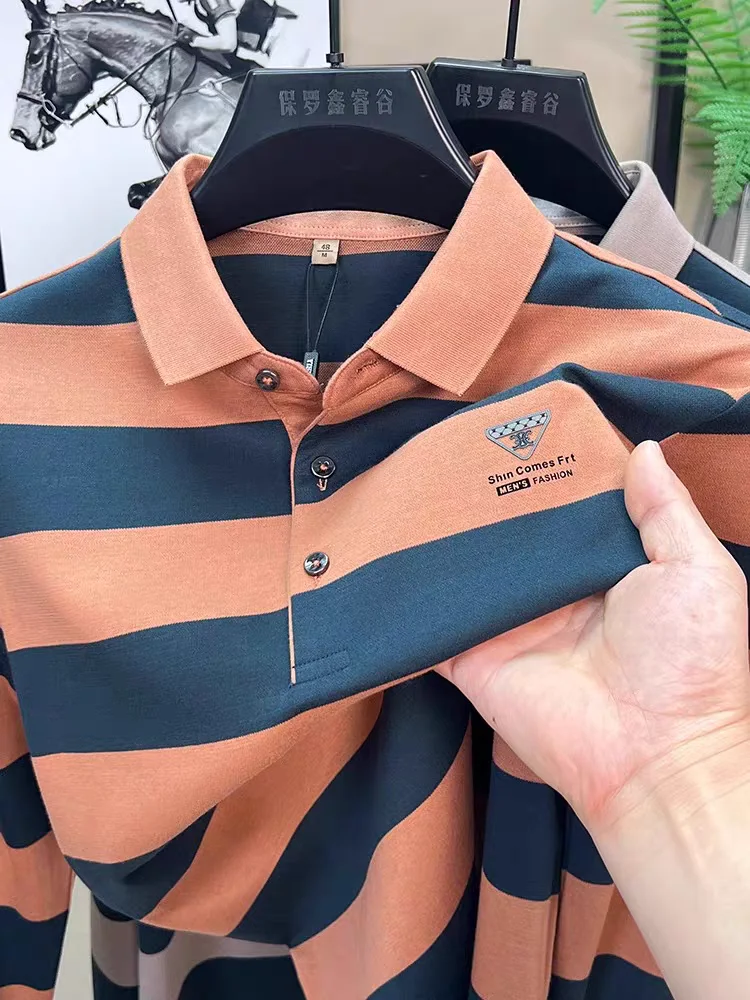 

Высококачественные хлопковые рубашки с длинными рукавами POLO для мужчин Весна и осень новые модные бренды вышитые футболки