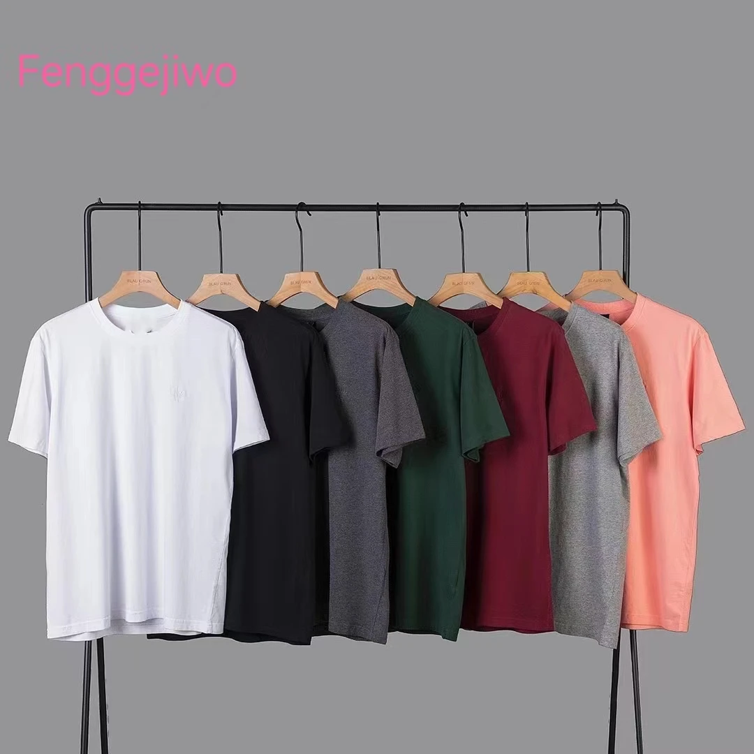 

Fenggejiwo men's T-shirt, ground short sleeved, pure cotton, solid color