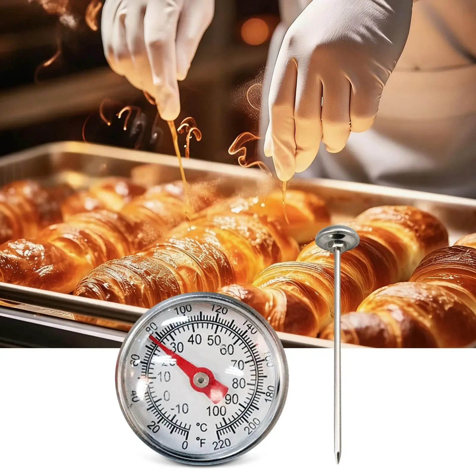 Stainless Steel Soil Thermometer Stem Read Dial Display 0-100 Degrees Celsius Range For Ground Compost Garden Supplies