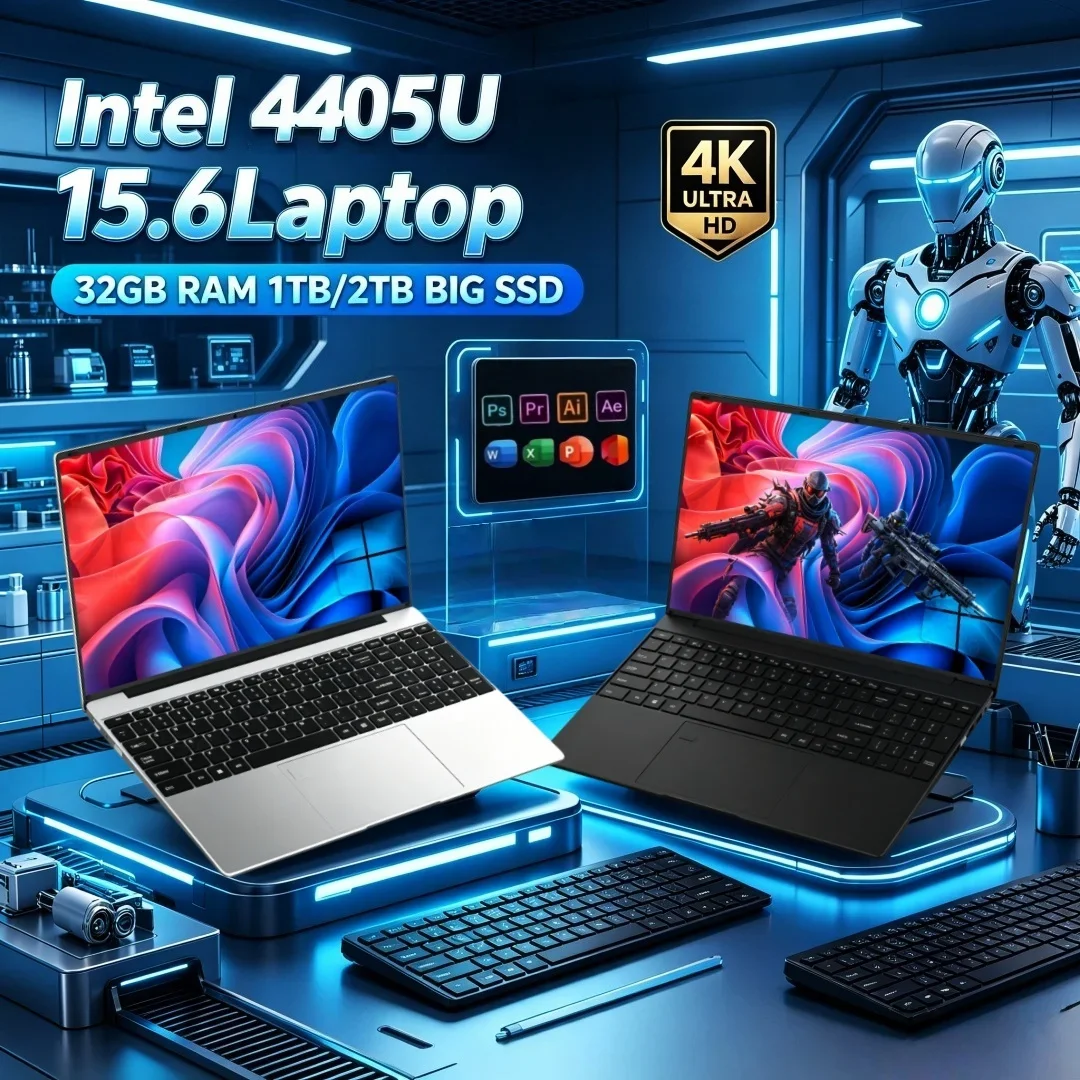 Budget Office Laptop Intel 4405U 15.6 Inch Ultra Thin Three Color Fingerprint Unlock Student PC