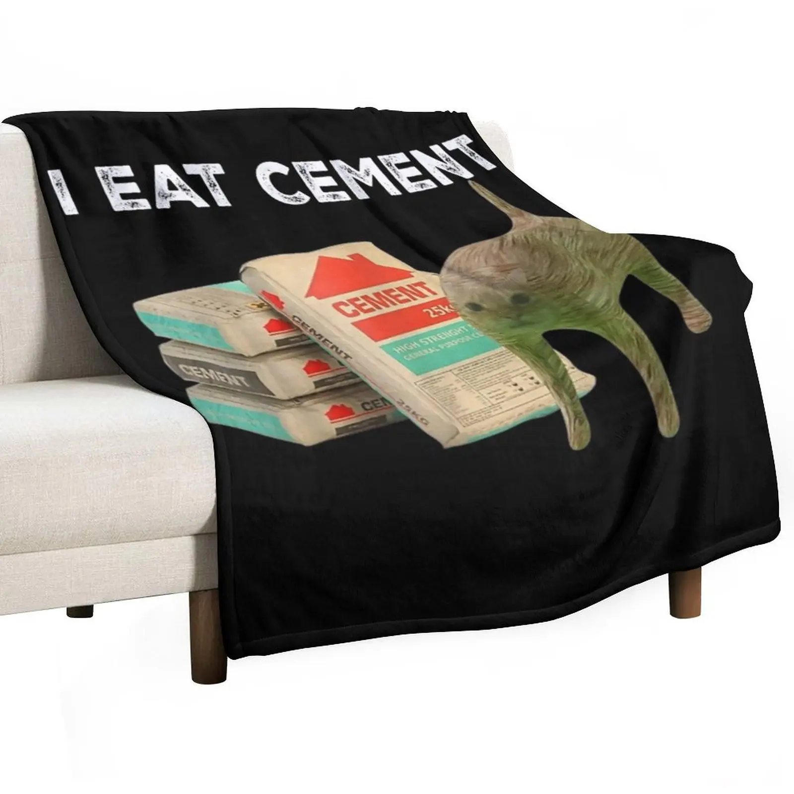 I Eat Cement Cursed Cat - Oddly Specific Dank Meme Throw Blanket Extra Large Throw Picnic Kid'S Blankets