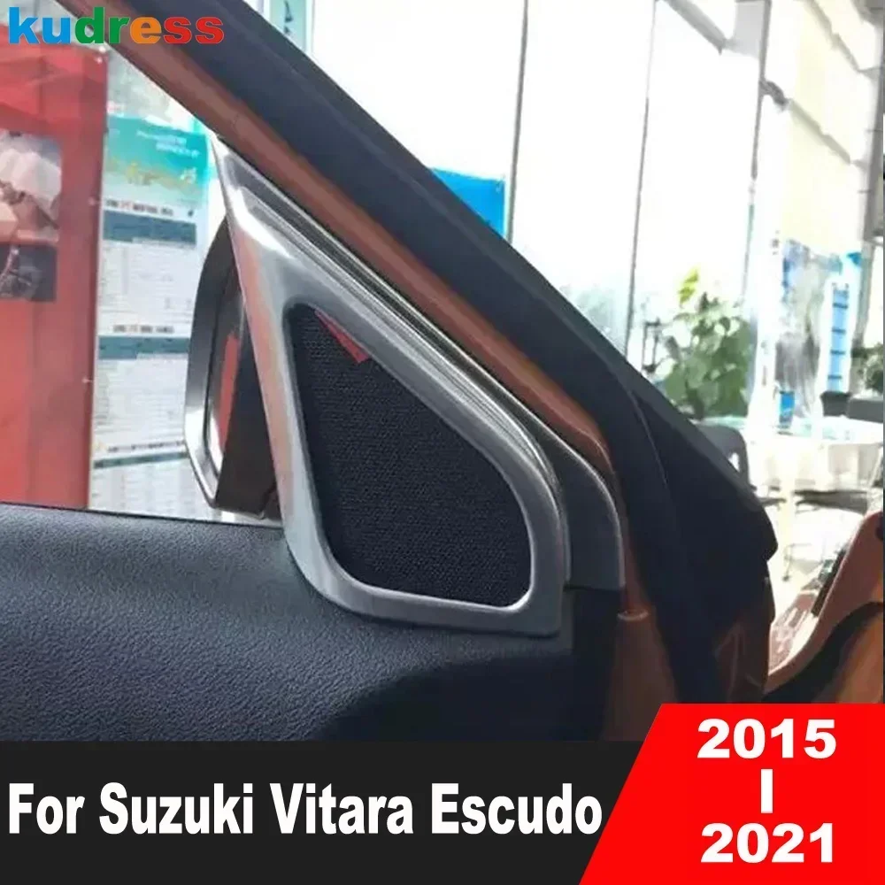 For Suzuki Vitara Escudo 2015-2021 Matte Car Front Inner Door A Pillar Cover Trim Triangle Speaker Frame Interior Accessories