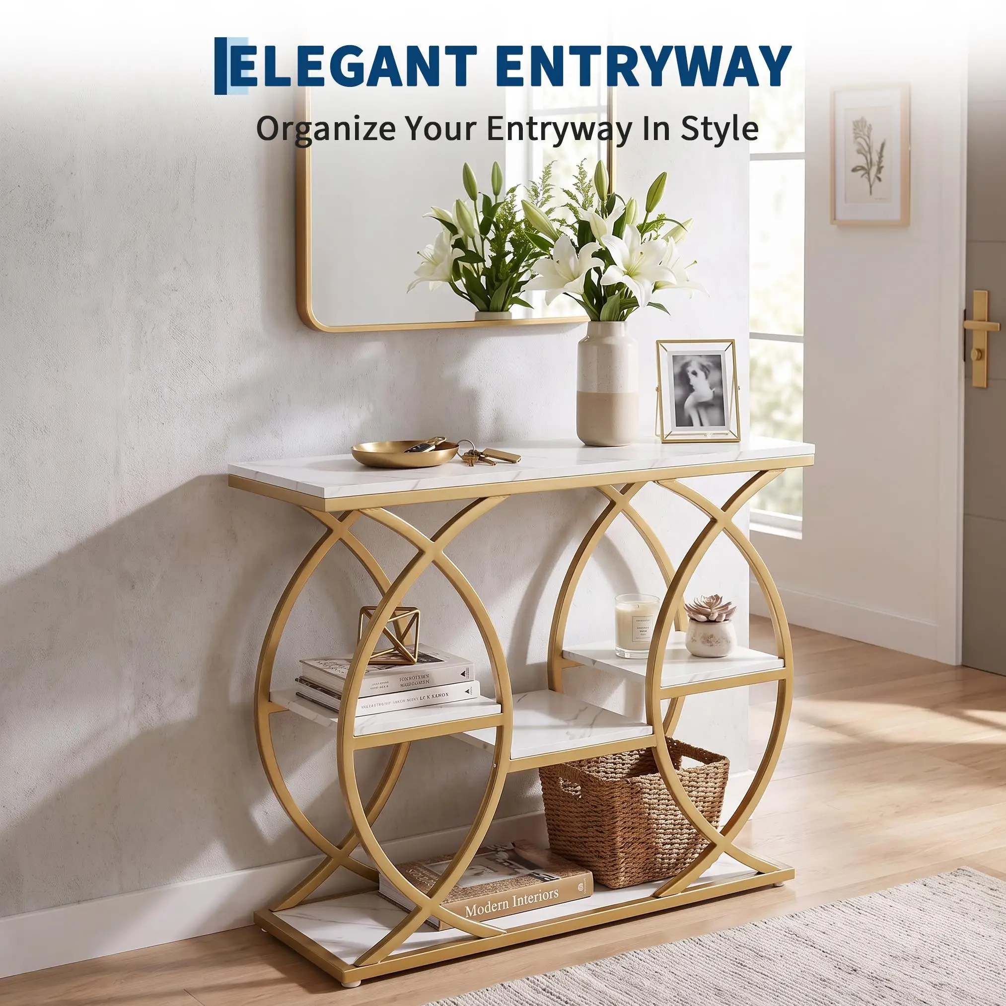 Modern Rustic End Table with Storage Shelf, Small Sofa Side Table with Metal Frame for Living Room Bedroom Apartment