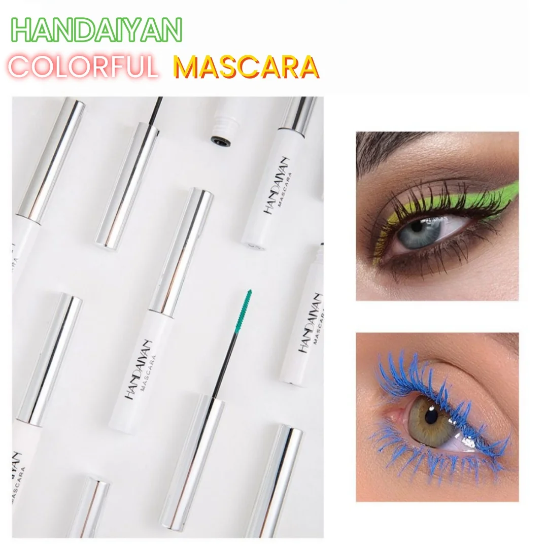 Rímel colorido de secagem rápida, alongamento fino, cílios curvados, à prova d'água, longa duração, vermelho, azul, branco, maquiagem para festa