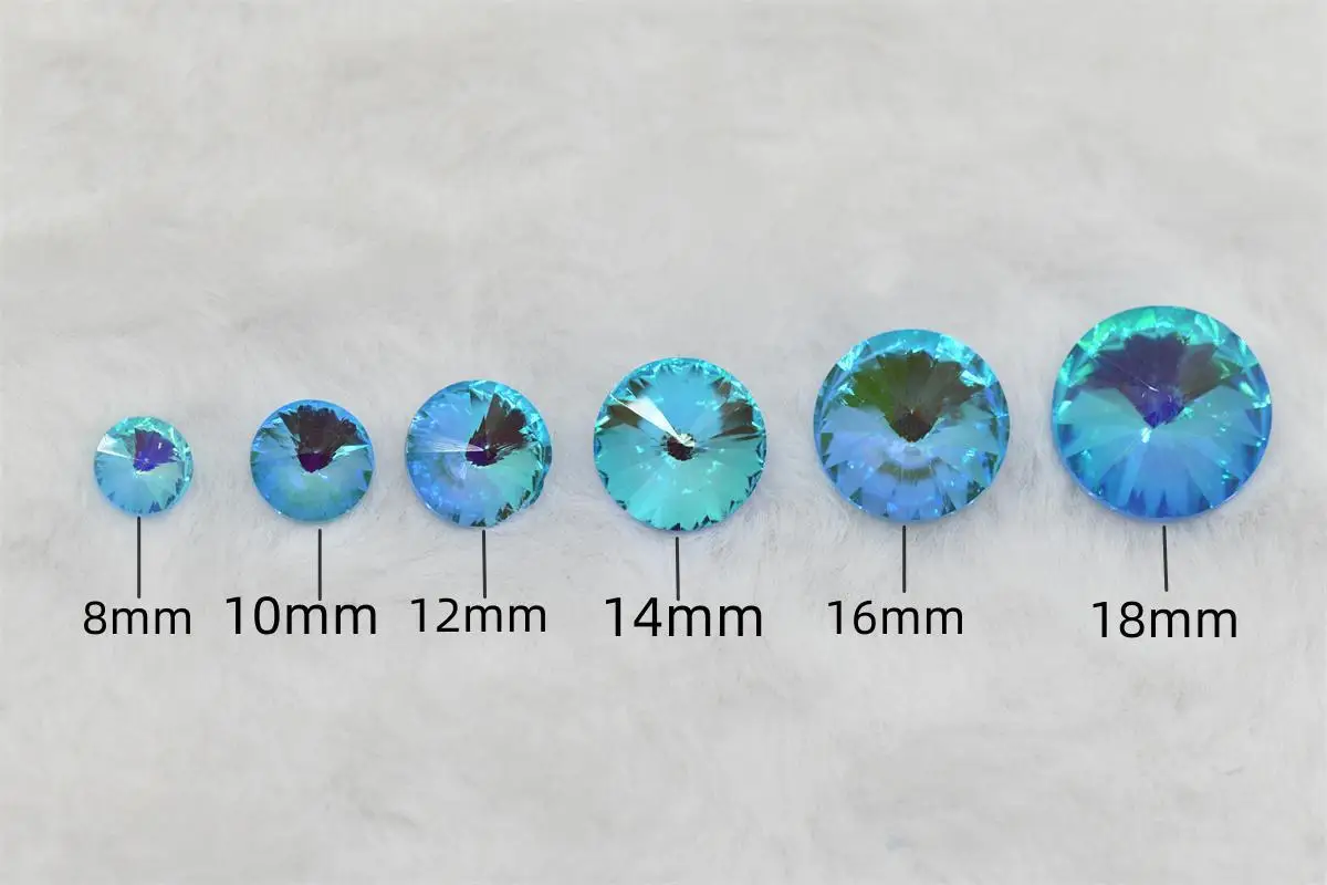Rivoli Glass Crystal Rhinestones For Needlework Pointback Stones Dress Decoration Jewelry Making 8mm 10mm 12mm 14mm 18mm