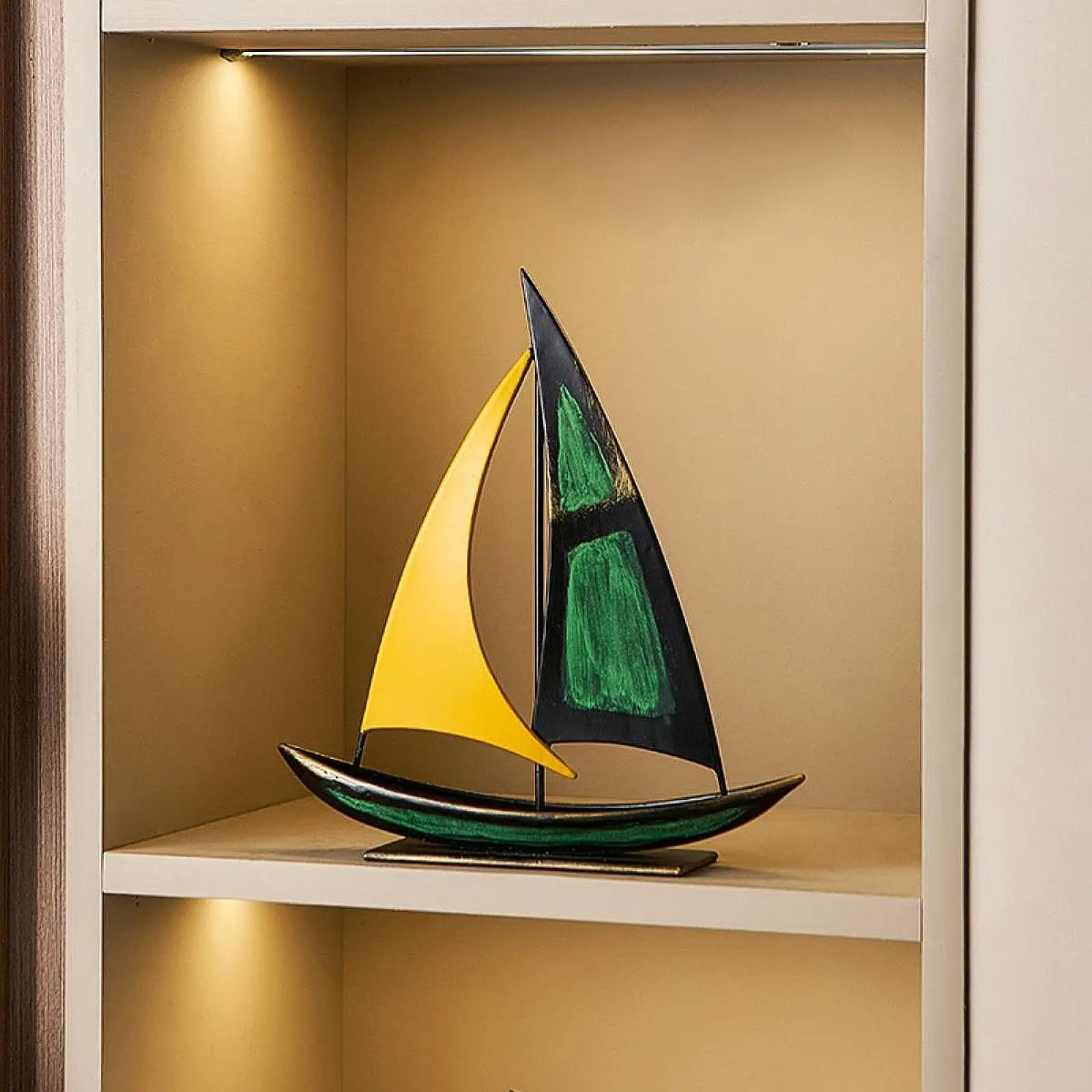 Escultura decorativa de velero de hierro, adorno coleccionable creativo para