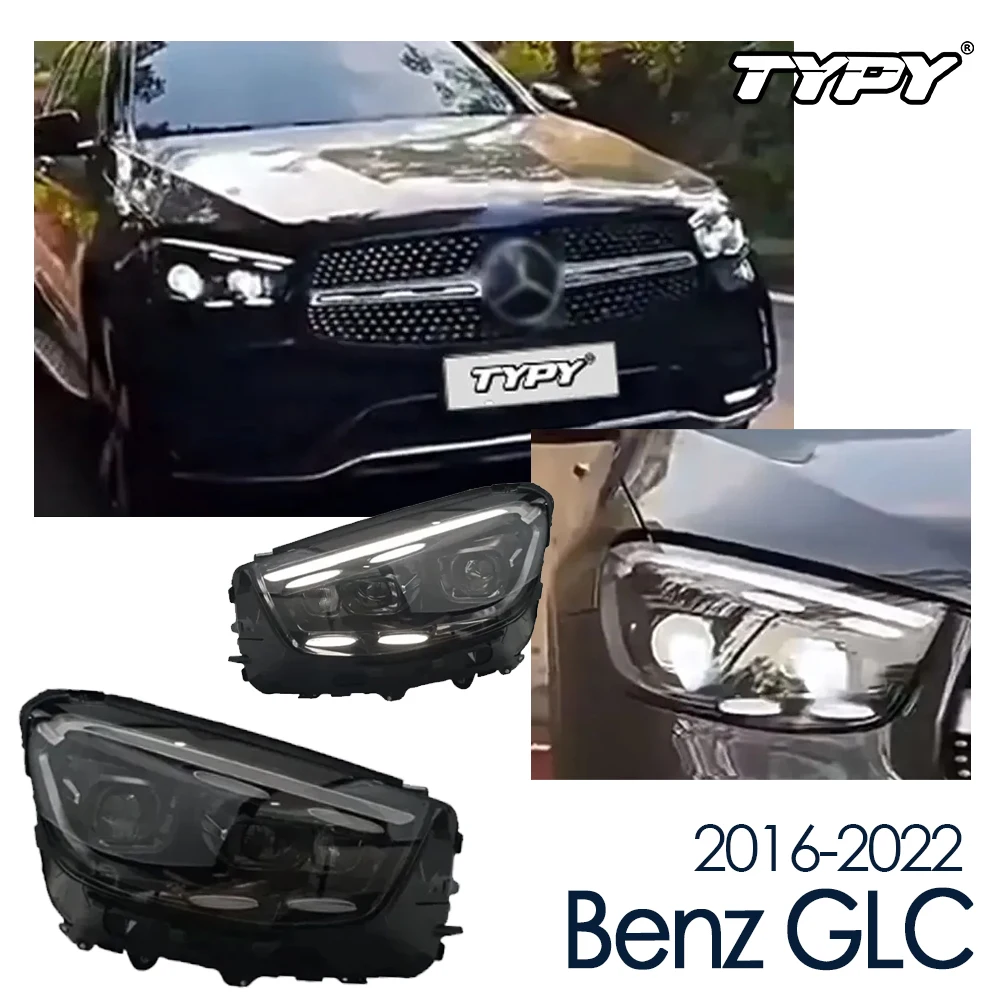 

Фары TYPY для Mercedes-Benz GLC 2016-2022, светодиодные автомобильные лампы, дневные ходовые огни, динамические указатели поворота, автомобильные аксессуары