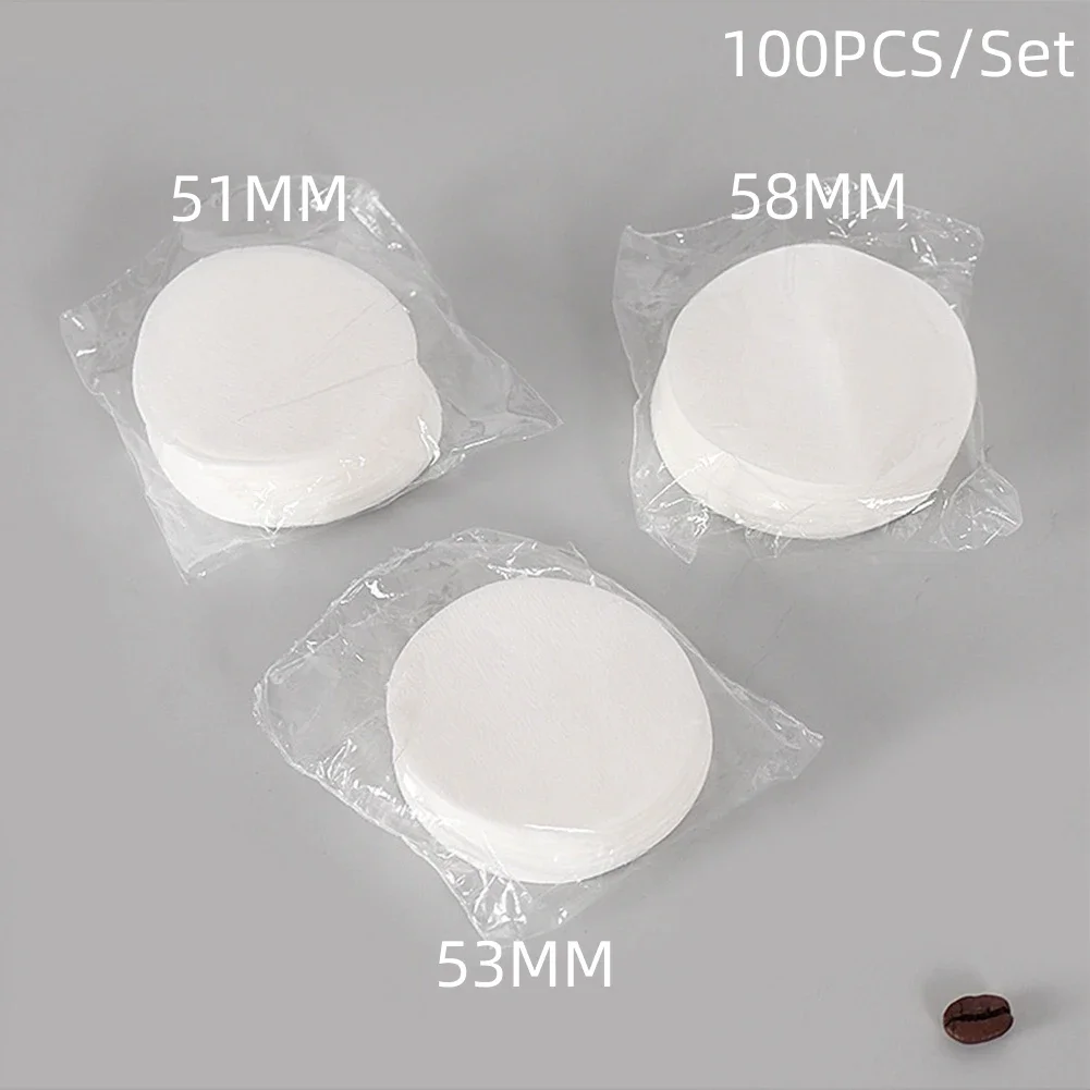 100Pcs Coffee Filters Paper Handle Disposable Filter Powder Bowl  For Espresso Coffee Maker Portafilter Basket 51mm 53mm 58mm