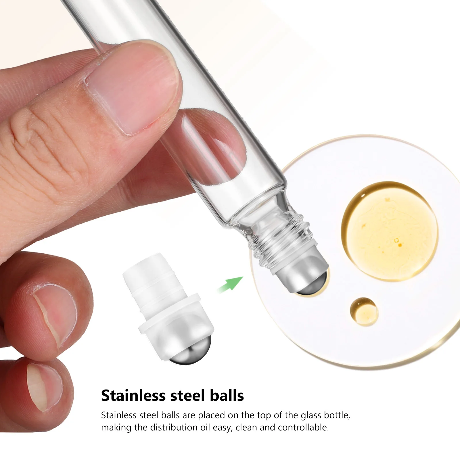 10 Stück leere Reise-Tintenrollerflaschen, nachfüllbar, auslaufsicher, Rollerflaschen für Parfüm-ätherische Öle auf