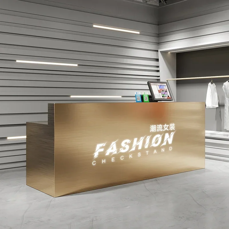 

Receptionist Front Desk Salon Beauty Center Reception Aesthetic Counter Minimalist Furniture Luxury Institute Cashier Table Long