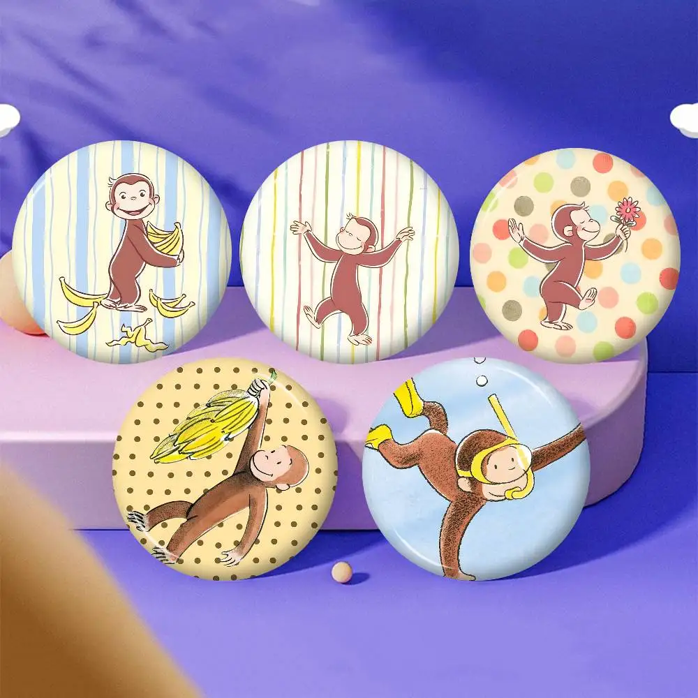 MONKEY CARTOON C-Curious GeorgeS Creative Tinplate Soft Button Pins Animal Icon Brooch Lapel Backpack Badge Accessories Pin