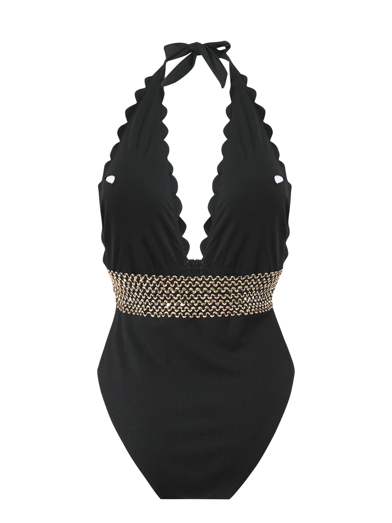 Traje de baño para mujer Control de barriga Halter Sexy Cuello en V profundo Push Up Bikinis Sin espalda Traje de baño de una pieza para mujer Trajes de baño