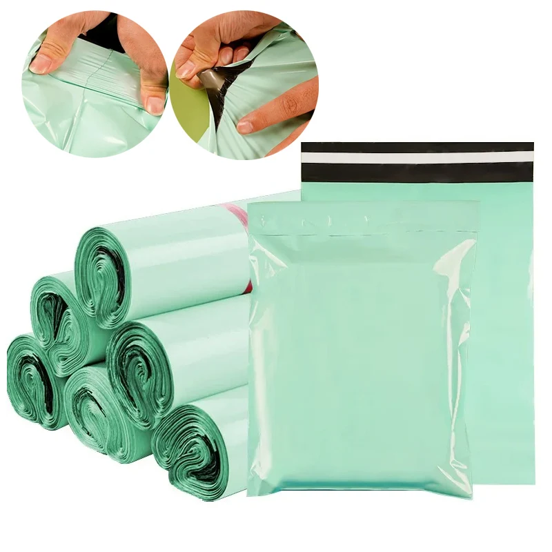 50pcs Thicken PE Green Express Shipping Bag Poly Mailers for Mailing Courier Bag Storage Package Pouch for Small Business