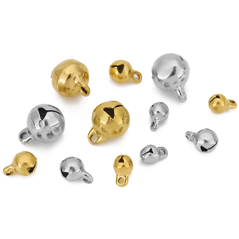 10pcs/lot Stainless Steel Silver Gold Jingle Bells Charm Pendants for DIY Necklace Bracelets Earrings Jewelry Making Supplies - Image 3
