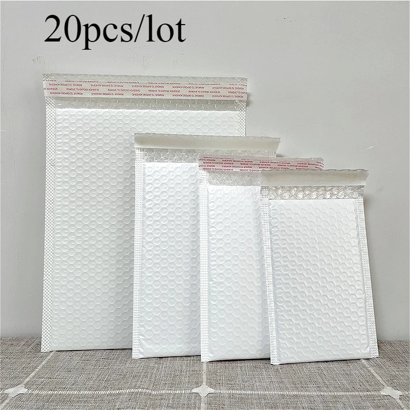 20Pcs white Poly Bubble Mailers Padded Envelopes Bulk Bubble Lined Wrap Polymailer Bags for Shipping Packaging Maile Self Seal