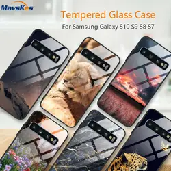 Tempered Glass Phone Case For Samsung Galaxy S10 S9 S8 Plus S7 Edge Lite S10E S20 FE S22 Plus Ultra 5G Cases Back Cover Silicone
