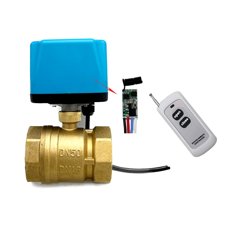 

three way remote control electrical motor automatic wireless water shut off brass ball valve DN20 DN25