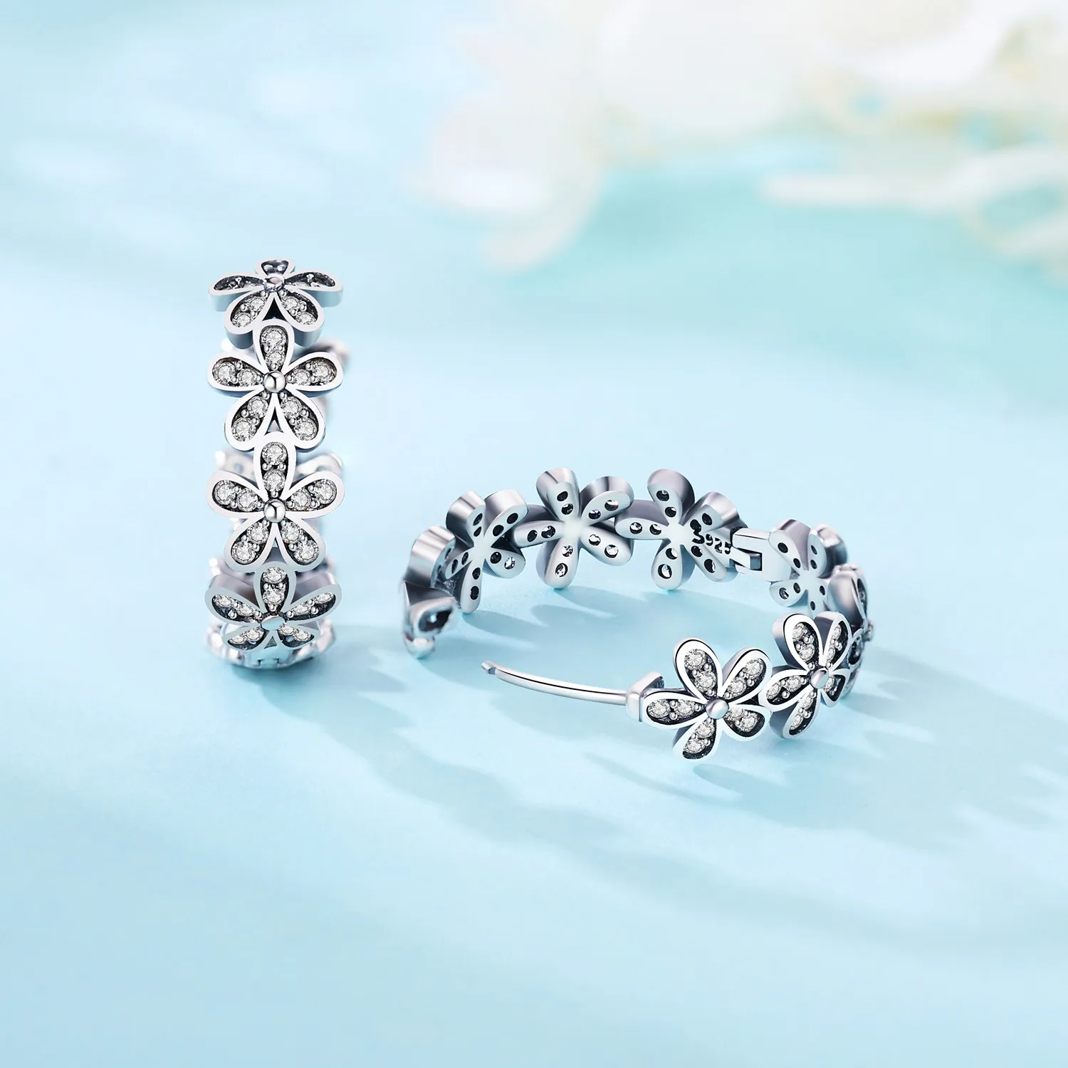 Orstarry S925 Sterling Silver Earrings Exquisite Plant Leaves Daisy Flower Earrings For Women Birthday Gift Silver Jewelry - view 2