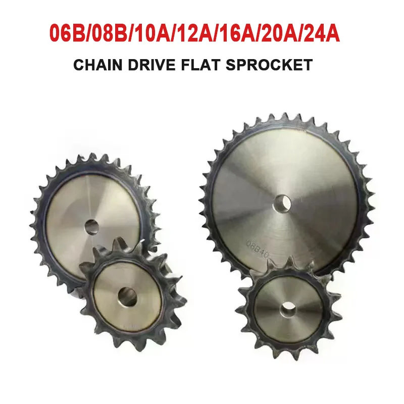 1Pc Carbon Steel Industrial Roller Chain Sprocket Wheel Flat Drive Sprocket 10-25Teeth 06B/08B/10A/12A/16A/20A/24A Flat Sprocket
