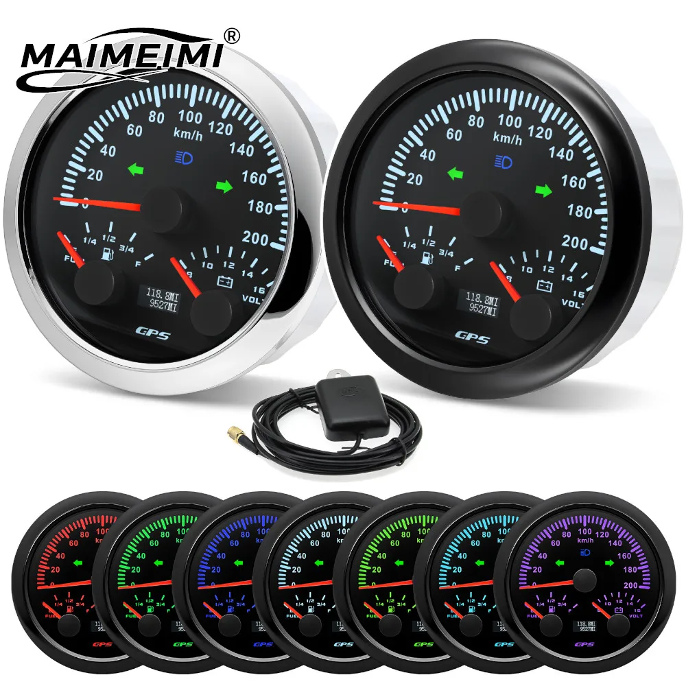 

85 мм 200 кмч 3 в 1 датчик GPS спидометр датчик уровня топлива вольтметр VOLTS измеритель скорости для морской лодки автомобиля грузовика 12 В/24 В