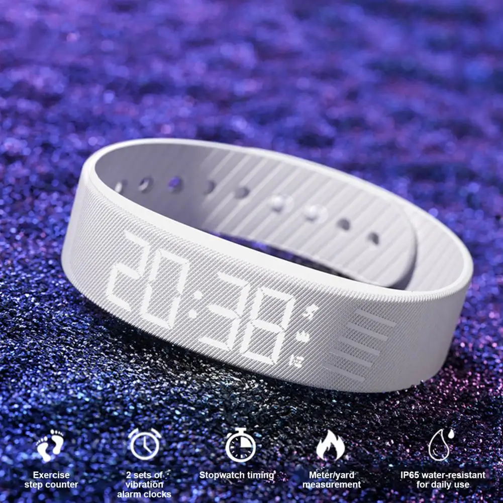 

Вибробудильник-часы с функцией предотвращения сонливости для студентов, цифровой силиконовый браслет с шагомером для тех, кто не любит засыпать