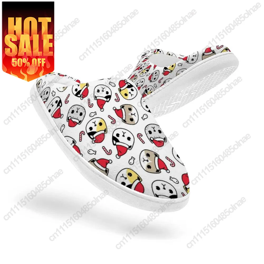 Christmas Cat Smiling Home Cotton Slippers For High Quality Plush Casual Keep Warm Shoes Thermal Slipper