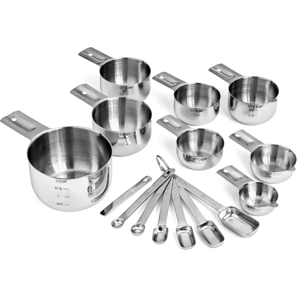 

Stainless Steel Measuring Cups and Spoons Set (15 Piece Set)