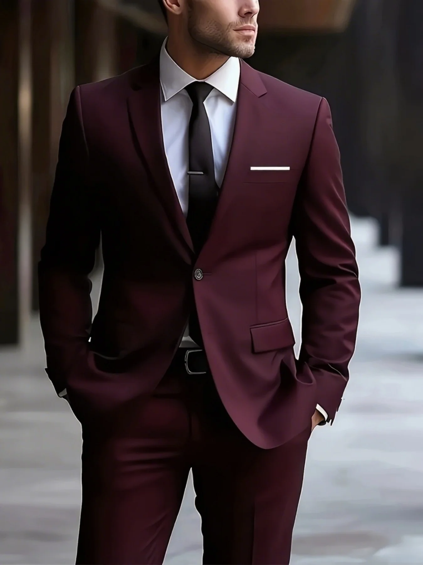 

Men's Suit 2pcs Set, All-Season Formal Jacket And Pants, Suitable for Wedding, Party And Formal Event