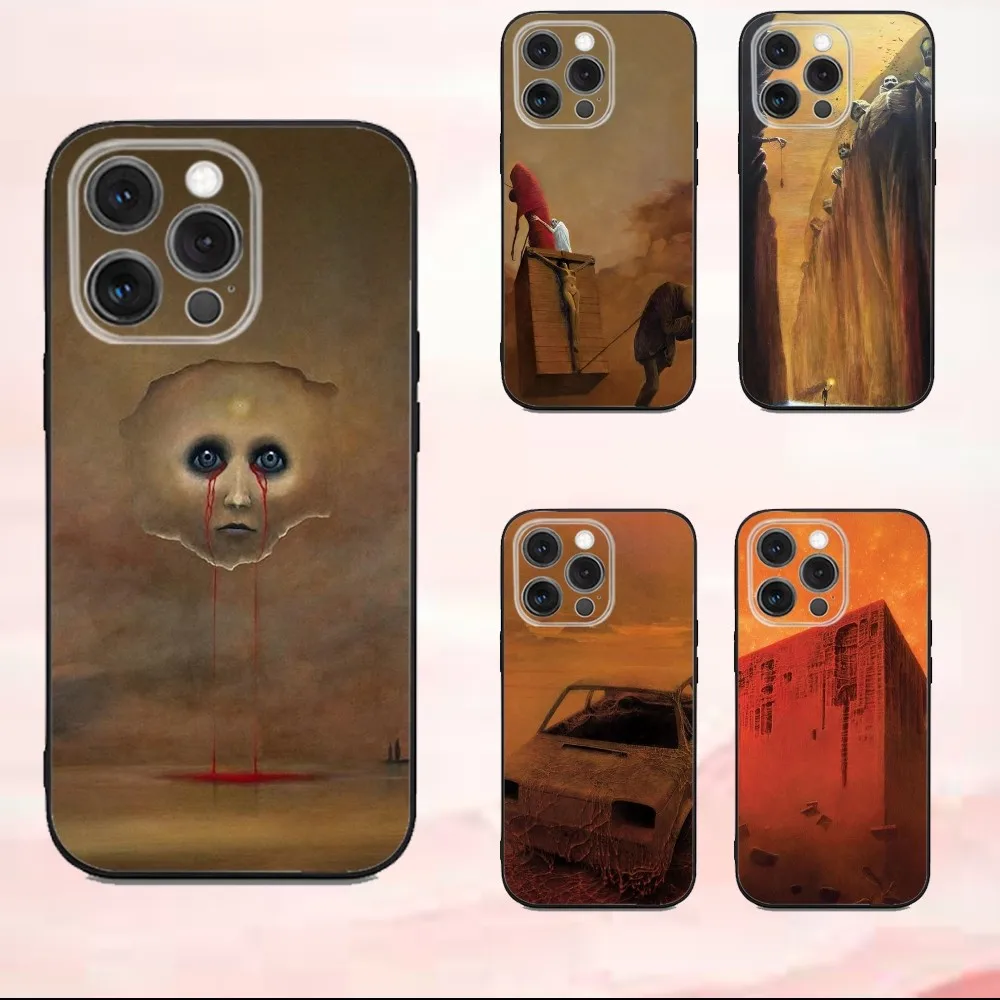 

Z-Zdzislaws Beksinski Art Phone Case For iPhone16,se4,15,14,13,12,11,Pro,X,XS,Max,XR,Plus,Mini Soft Black Cover