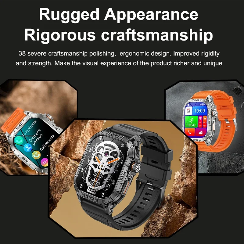 Новые мужские умные часы с 1,96-дюймовым AMOLED-экраном, 466*466 HD 5.0 Bluetooth-вызов 400 мАч мужские умные часы для спорта и фитнеса