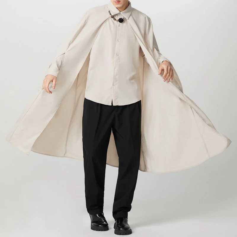 INCERUN Men Irregular Shirt Fashion Long Sleeve Shirts 2026 Loose Casual Tops Lapel Collar Streetwear Cape Shirts Men Clothing