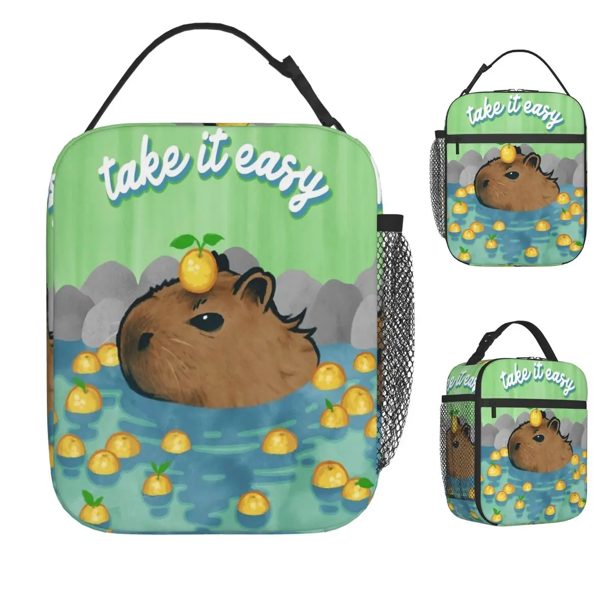

Chill Capybara Lunch Bag Beach Lunch Box For Women Funny Print Thermal Lunch Bags Oxford Cooler Bag