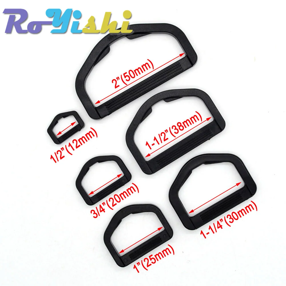 10 Pcs/Pack Plastic D-Ring Webbing Strapping Leather Bag Shirt Craft Black
