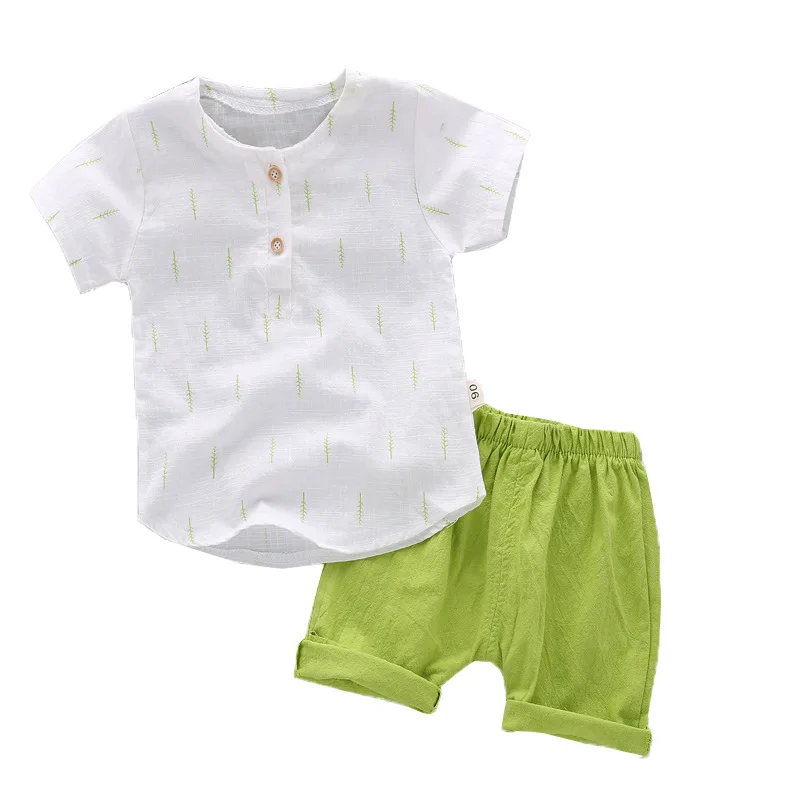 

Boys Baby Sets Linen Blend Toddler Boys Clothes Sets Baby Girls T-shirts + Shorts Children's Clothes 1-5 Years Old Boys