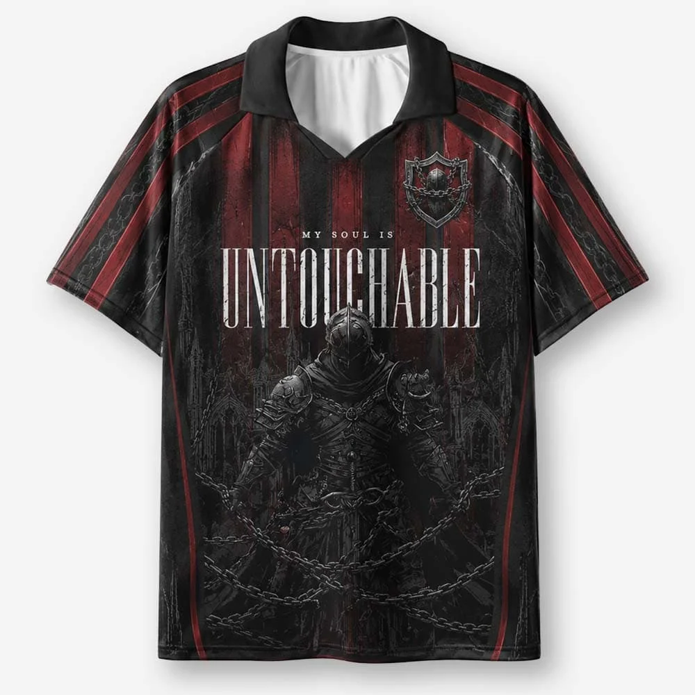 2026 New Lapel Polo Short Sleeved Shirt Retro Christian Cross Religious Pattern Printed T-shirt Fitness Training T-shirt