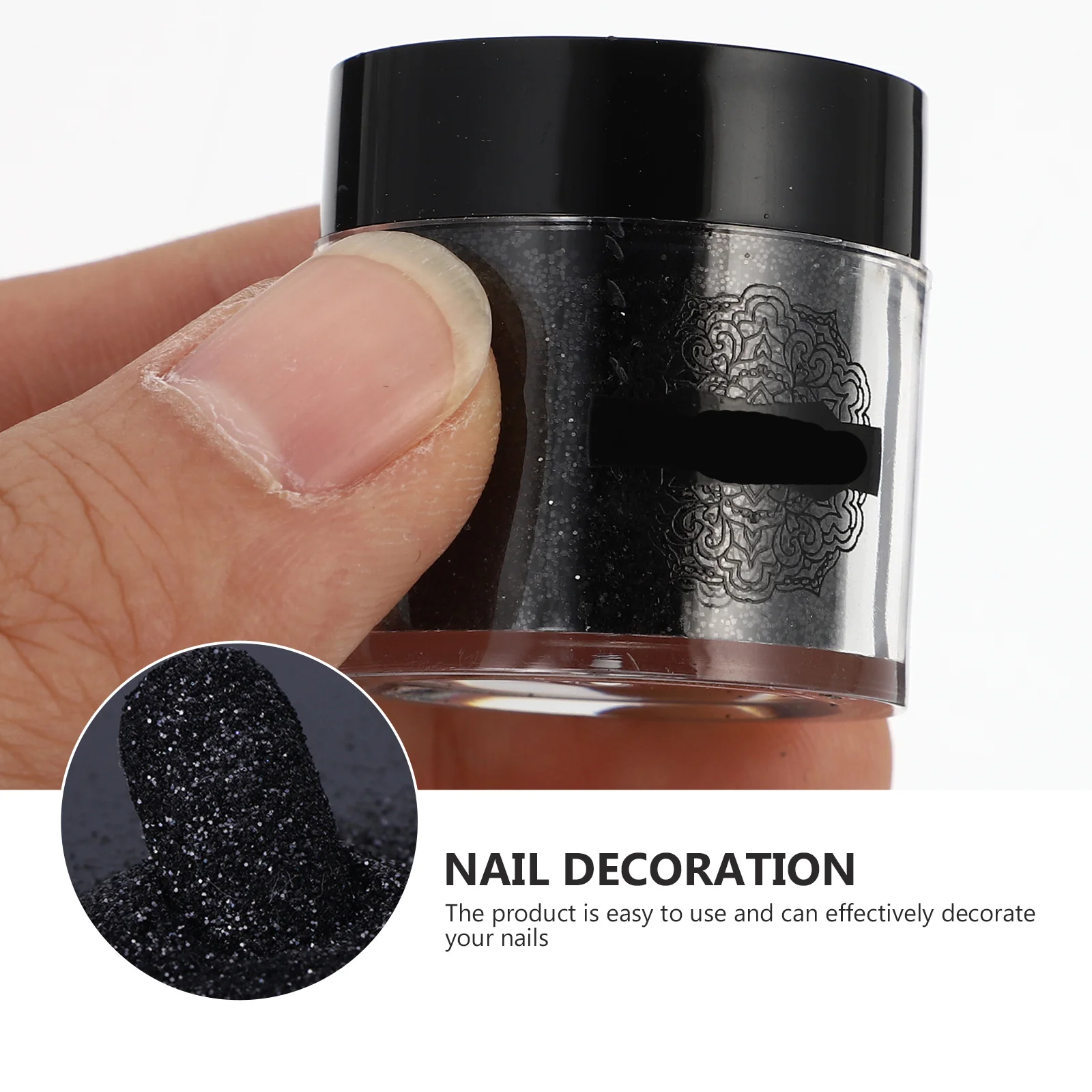 Nagelkunst-Zubehör, 2 Boxen, schwarzes Glitzerpulver für natürlich aussehende Acryl-Gelnägel, schwarzes Nagel- und Fingernagel-Glitzerpulver