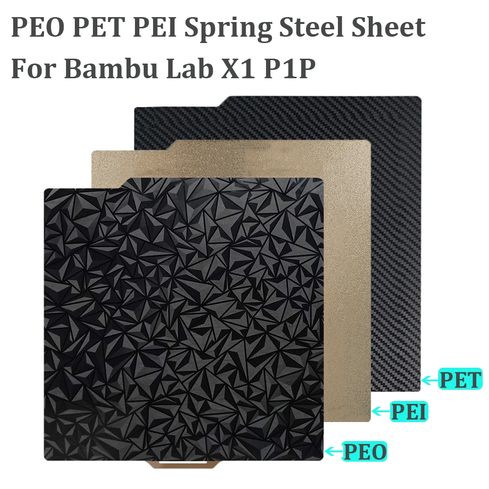 

257x257 мм PEO PET PEI Лист пружинной стали для Bambu Lab X1 X1C P1P 3D-принтер Hot Bed Plate Двусторонняя печать для Bambu Lab