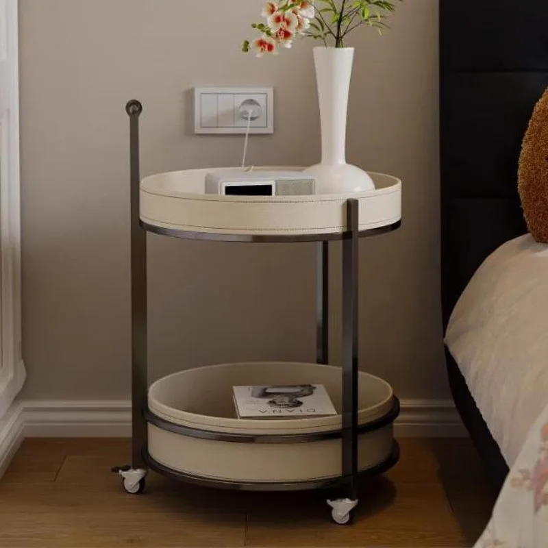 

Retro removable stainless steel trolley home living room sofa low tea side cabinet bedroom bedside storage round table