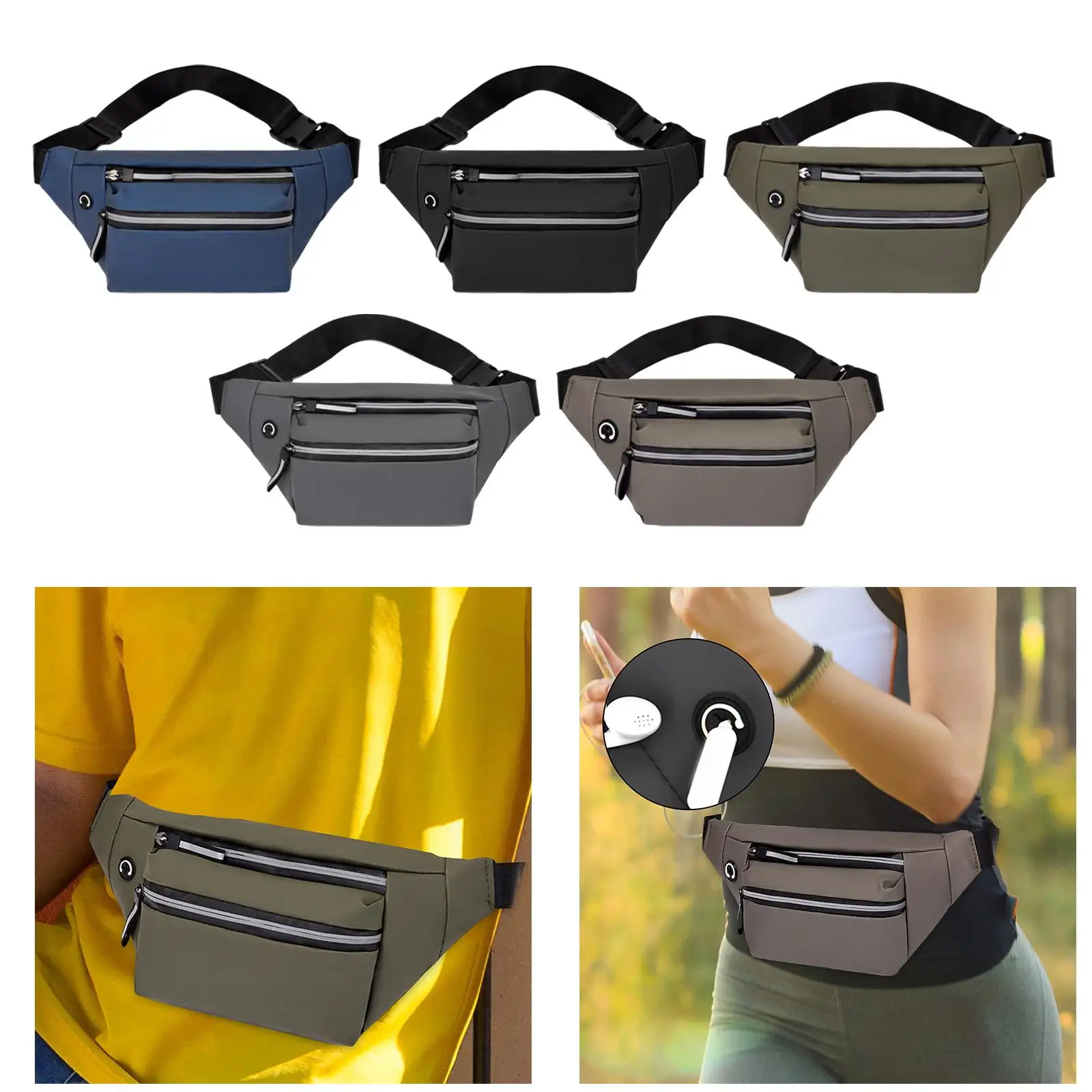 Waist Bag Packs, Fanny Pack Purse with Adjustable Belt Phone Holder Lightweight