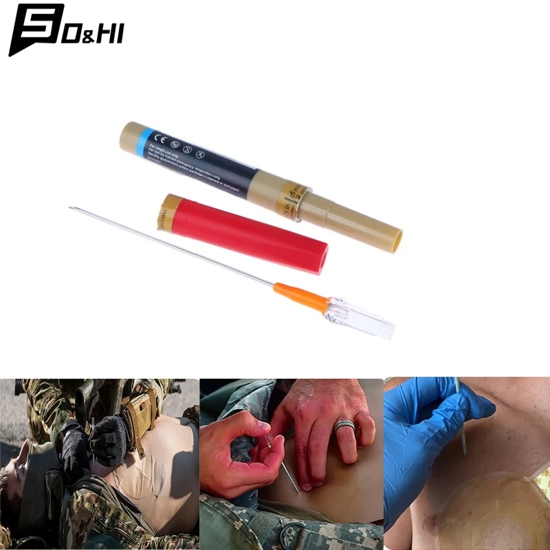 Rescue Pneumothorax Needle Trauma Medical Ifak Chest Cathether Needlecatheter 14G Needle Decompression Edc First Aid Kit