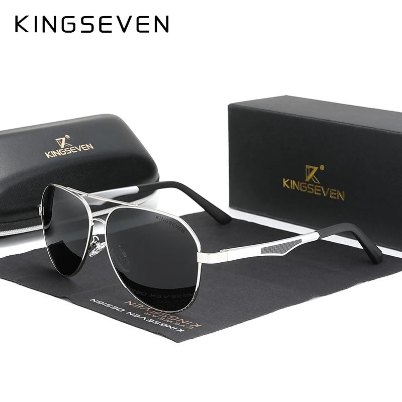 KINGSEVEN Driving Men's Polarized Sunglasses Aluminum Temples Pilot Sun Glasses For Men UV400 Anti-Glare Retro Eyewear